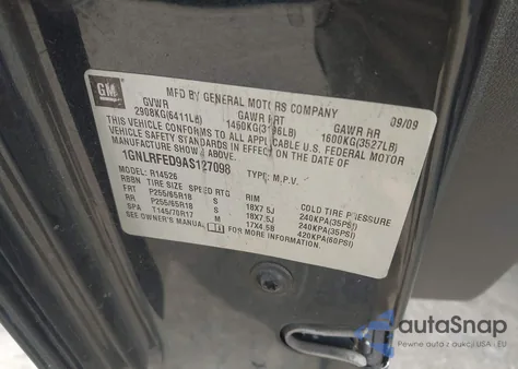 2010 Chevrolet Traverse Lt from USA, damaged, VIN 1GNLRFED9AS127098